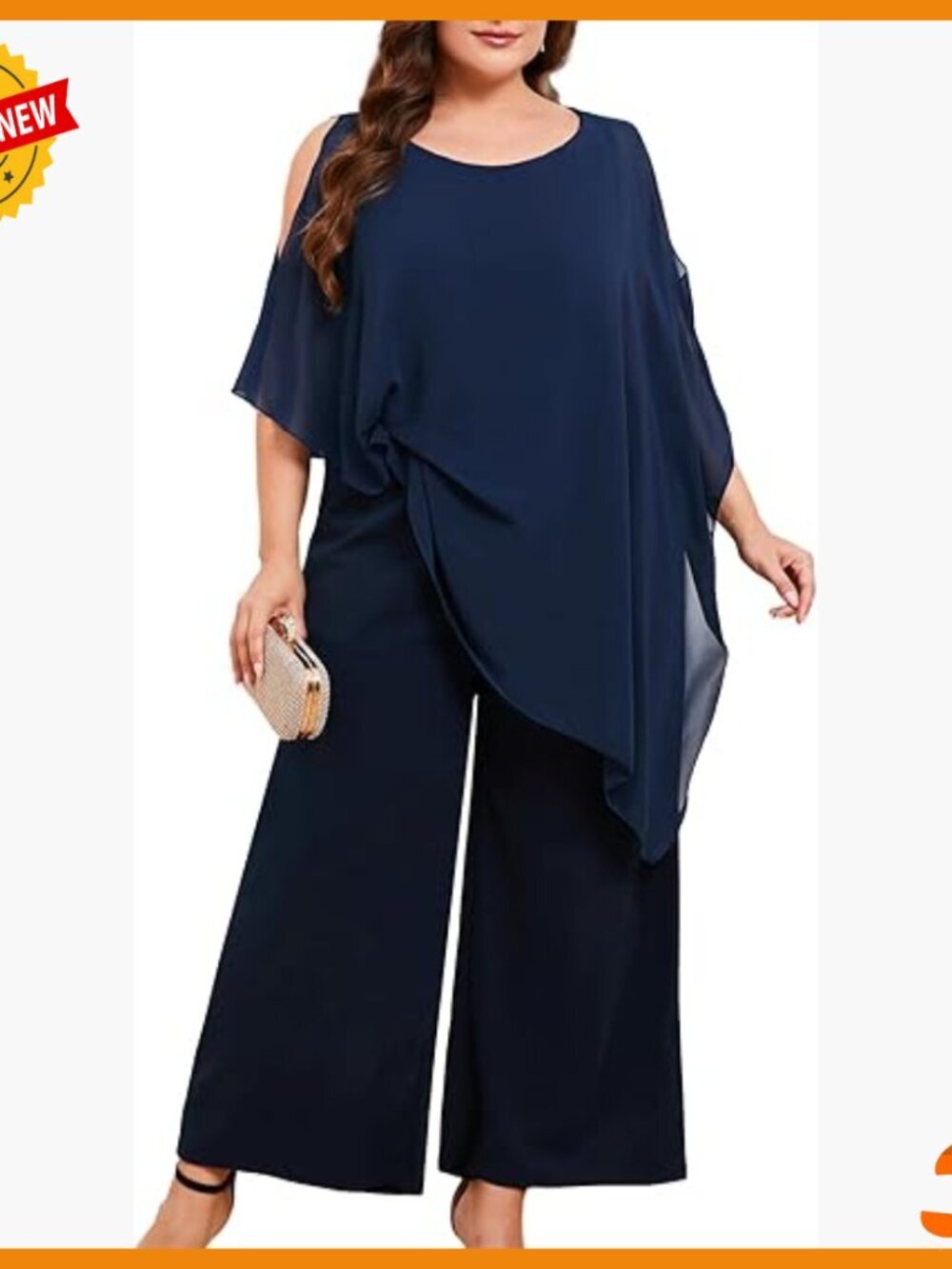 Plus Size Asymmetric Cape Pant Suit Set for Wedding Guest Formal Occasions